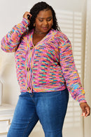 Cardigan tissé à manches longues et col en V droit