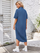 Robe en jean boutonnée à épaules tombantes