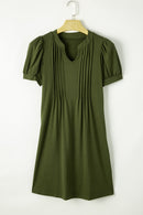 Robe à manches courtes crantée et nervurée
