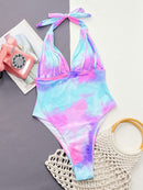Maillot de bain une pièce à col licou et tie-dye