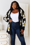 Cardigan long boutonné à fleurs Double Take