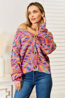 Cardigan tissé à manches longues et col en V droit