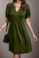 Robe à manches courtes crantée et nervurée