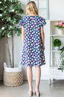 Vestido Heimish de manga corta con volantes florales de tamaño completo y bolsillos