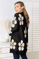 Cardigan long boutonné à fleurs Double Take
