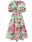 Robe à manches courtes et surplis imprimé froncé