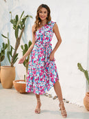 Vestido midi de un hombro con estampado de volantes