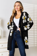 Cardigan long boutonné à fleurs Double Take