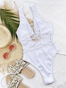 Maillot de bain une pièce côtelé à lacets