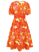 Robe à manches courtes et surplis imprimé froncé