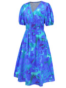 Robe à manches courtes et surplis imprimé froncé