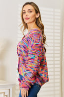 Cardigan tissé à manches longues et col en V droit