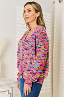 Cardigan tissé à manches longues et col en V droit