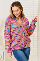 Cardigan tissé à manches longues et col en V droit