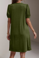 Robe à manches courtes crantée et nervurée