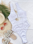 Maillot de bain une pièce côtelé à lacets