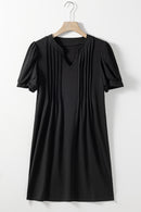 Robe à manches courtes crantée et nervurée