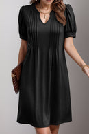 Robe à manches courtes crantée et nervurée
