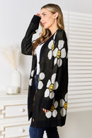 Cardigan long boutonné à fleurs Double Take