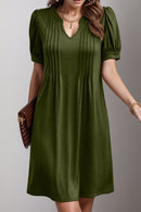 Robe à manches courtes crantée et nervurée