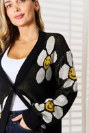 Cardigan long boutonné à fleurs Double Take