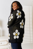 Cardigan long boutonné à fleurs Double Take