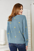 HEYSON Cardigan torsadé brodé floral pleine taille