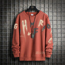 Sweat-shirt ample décontracté à imprimé lettre pour hommes