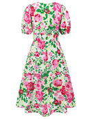 Robe à manches courtes et surplis imprimé froncé