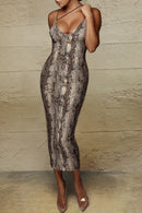 Animal Print V-Neck Cami Dress