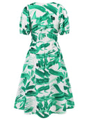 Robe à manches courtes et surplis imprimé froncé