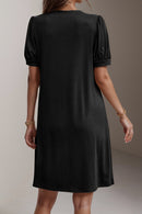 Robe à manches courtes crantée et nervurée