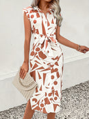 Vestido estampado con cintura anudada y mangas japonesas