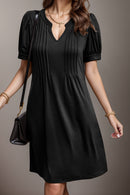 Robe à manches courtes crantée et nervurée
