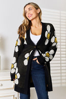 Cardigan long boutonné à fleurs Double Take