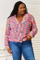 Cardigan tissé à manches longues et col en V droit