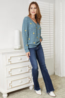 HEYSON Cardigan torsadé brodé floral pleine taille