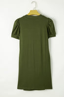 Robe à manches courtes crantée et nervurée