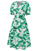 Robe à manches courtes et surplis imprimé froncé