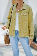Veste en jean effet vieilli à ourlet brut