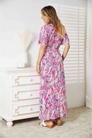 Robe longue multicolore à col en V Double Take