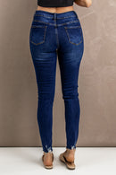 Jean skinny effet vieilli à braguette boutonnée