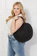 Justin Taylor Beach Date Sac à Main en Rotin et Paille en Noir