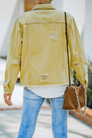 Veste en jean effet vieilli à ourlet brut