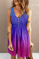 Vestido sin mangas con botones y estampado de girasoles