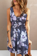 Vestido sin mangas con botones y estampado de girasoles