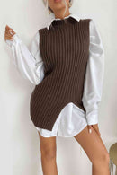 Robe pull sans manches à ourlet fendu