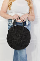 Justin Taylor Beach Date Sac à Main en Rotin et Paille en Noir