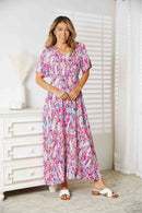 Robe longue multicolore à col en V Double Take