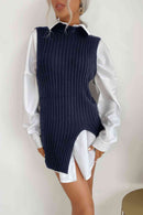 Robe pull sans manches à ourlet fendu